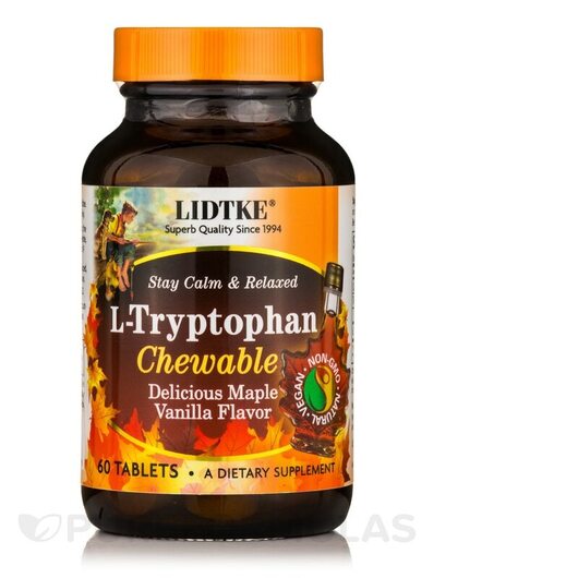 Основне фото товара L-Tryptophan Chewable Delicious Maple Vanilla, L-Триптофан, 60 та
