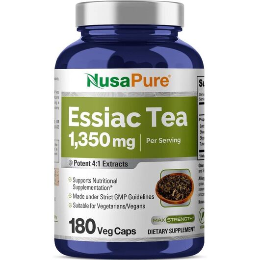 Основне фото товара Nusa Pure, Essiac Tea 1350 mg, Чай Ессіак, 180 капсул