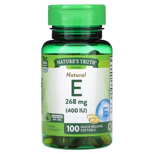 Основне фото товара Natural E 268 mg 400 IU, Вітамін E Токофероли, 100 капсул