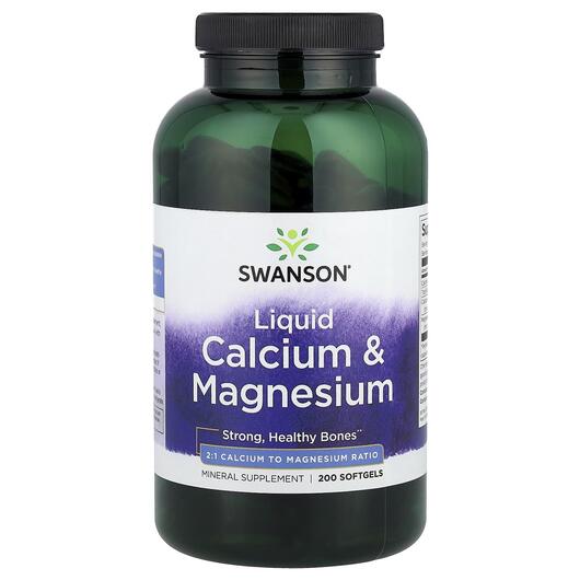 Основне фото товара Swanson, Liquid Calcium & Magnesium, Кальцій, 200 капсул