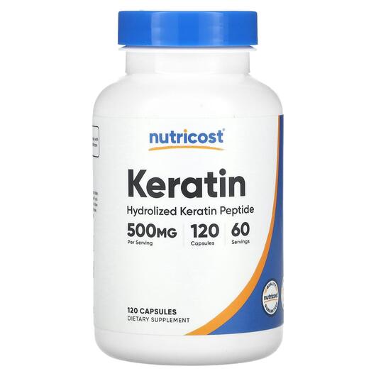 Основне фото товара Nutricost, Keratin 500 mg, Кератин, 120 капсул