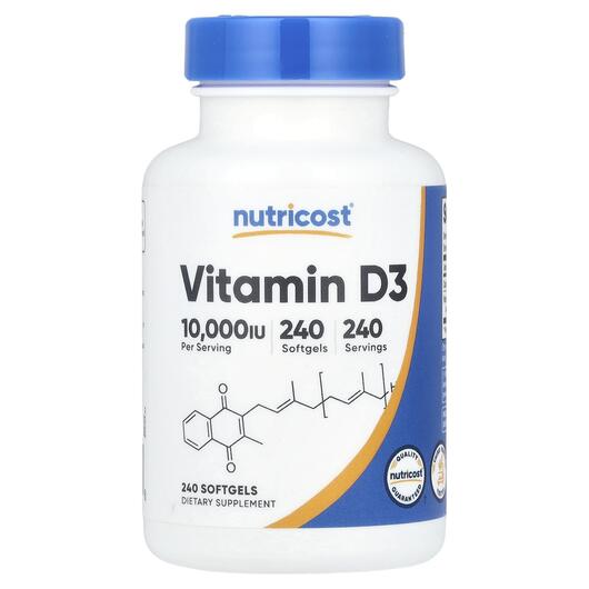 Основне фото товара Vitamin D3 10000 IU, Вітамін D3 Холекальциферол, 240 капсул
