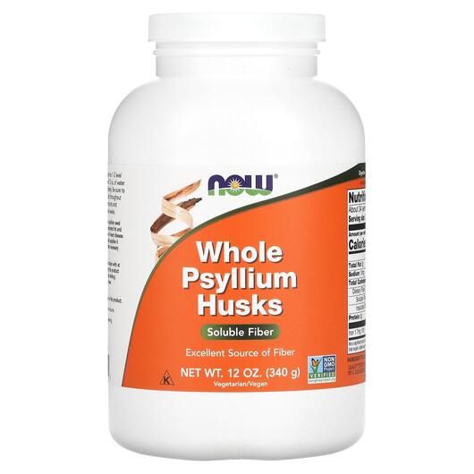 Основне фото товара NOW, Whole Psyllium Husks, Псилліум в порошку, 340 г