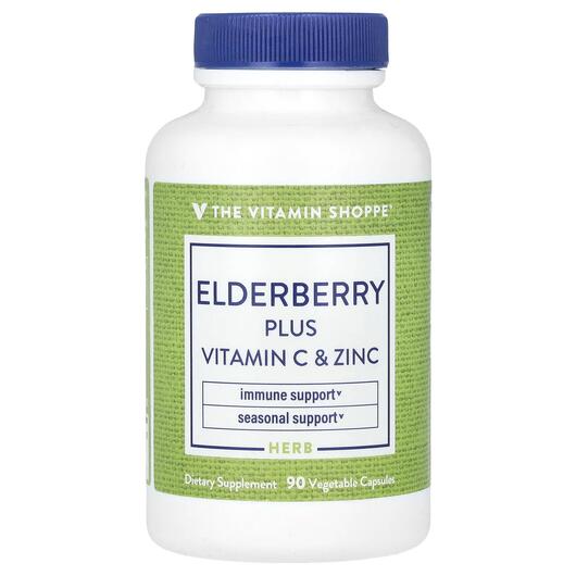 Основне фото товара Elderberry Plus Vitamin C & Zinc, Вітамін C, 90 капсул