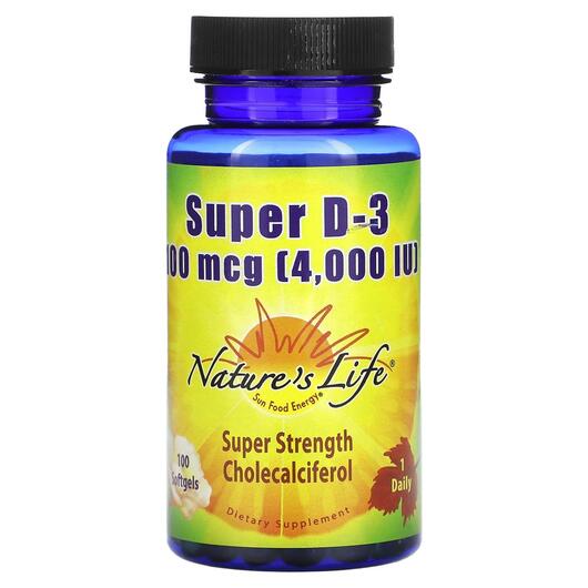 Основне фото товара Super D-3 100 mcg 4000 IU, Вітамін D3 Холекальциферол, 100 капсул