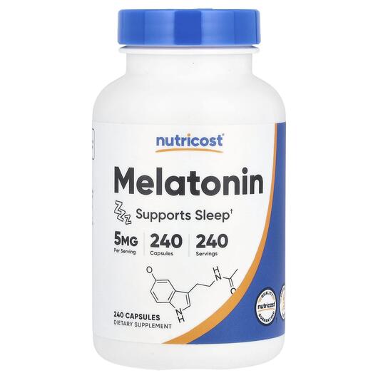 Основне фото товара Nutricost, Melatonin 5 mg, Мелатонін, 240 капсул