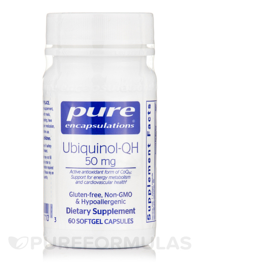 Основне фото товара Pure Encapsulations, Ubiquinol-QH 50 mg, Убіхінол, 60 капсул