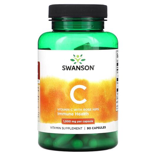 Основне фото товара Swanson, Vitamin C With Rose Hips, Вітамін C, 90 капсул