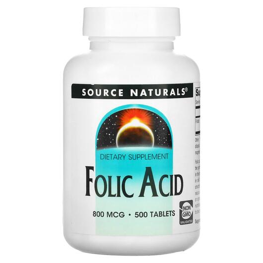 Основне фото товара Folic Acid 800 mcg, Вітамін B9 Фолієва кислота, 500 таблеток