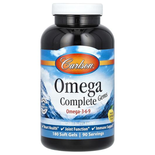 Основне фото товара Carlson, Omega Complete Gems, Риб'ячий жир Омега-3, 180 капс