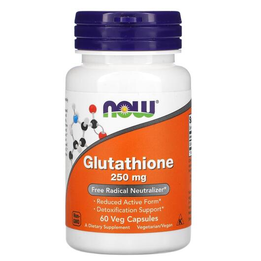 Основне фото товара NOW, Glutathione 250 mg, Глутатіон 250 мг, 60 капсул