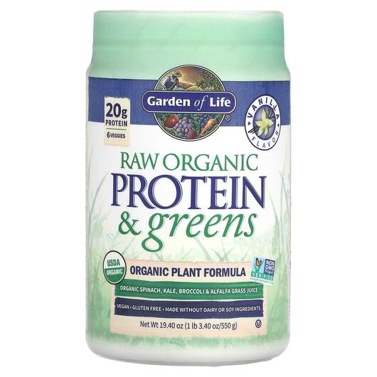 Основне фото товара RAW Protein & Greens Organic Plant Formula, Органічний Протеї