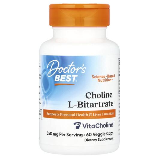 Основне фото товара Choline L-Bitartrate 550 mg, Вітамін B4 Холін, 60 капсул