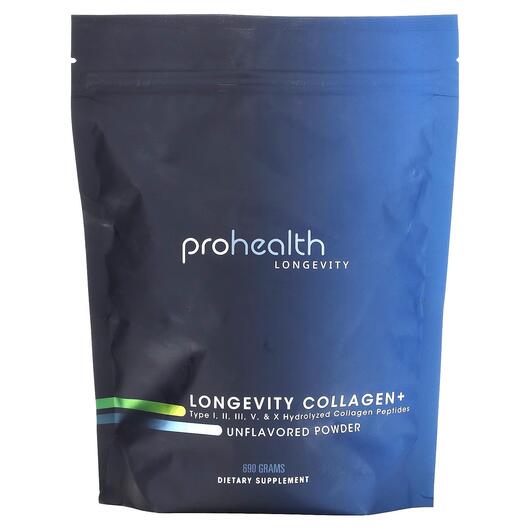 Основне фото товара Longevity Collagen Peptides Unflavored, Колагенові пептиди, 690 г