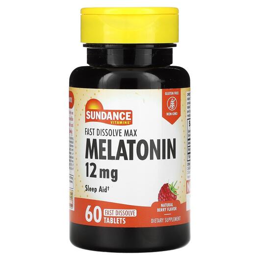 Основне фото товара Fast Dissolve Max Melatonin Natural Berry 12, Мелатонін, 60 табле