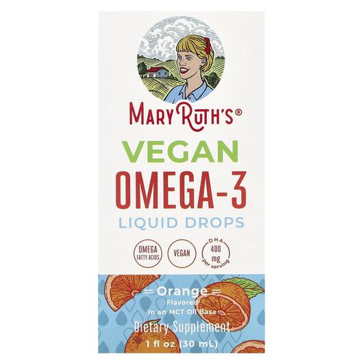 Основне фото товара Vegan Omega-3 Liquid Drops Orange, Веганська Омега-3, 30 мл
