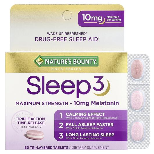 Основне фото товара Nature's Bounty, Sleep3, Підтримка здорового сну, 60 таблето