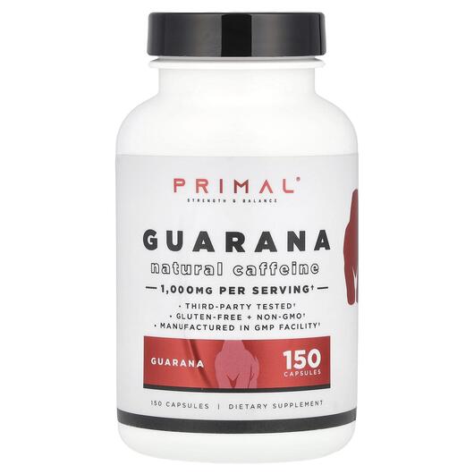 Основне фото товара PrePrimal, Guarana 1000 mg, Гуарана Екстракт, 150 капсул