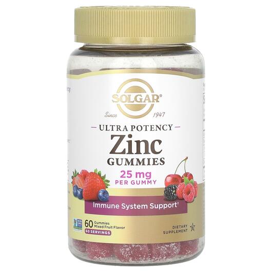 Основне фото товара Ultra Potency Zinc Gummies Mixed Fruit 25 mg, Цинк, 60 таблеток