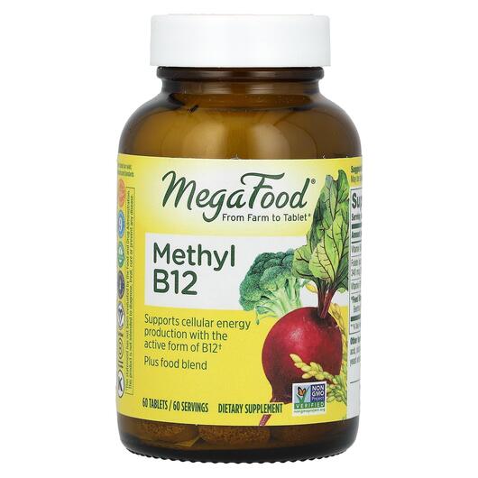 Основне фото товара MegaFood, Methyl B12, Метилкобаламін B12, 60 таблеток