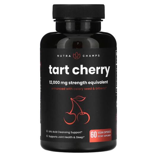 Основне фото товара NutraChamps, Tart Cherry 12000 mg, Екстракт вишні, 60 капсул