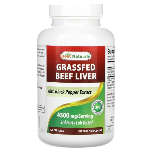 Основне фото товара Grassfed Beef Liver 4500 mg, Підтримка печінки, 250 капсул