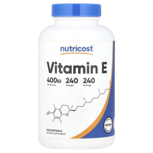 Основне фото товара Vitamin E 180 mg 400 IU, Вітамін E Токофероли, 240 капсул