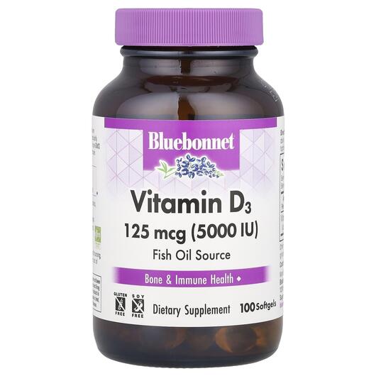 Основне фото товара Vitamin D3 5000 IU, Вітамін D3 Холекальциферол, 100 капсул