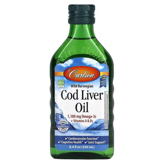 Основне фото товара Cod Liver Oil Natural Flavor, Олія печінки тріски, 250 мл