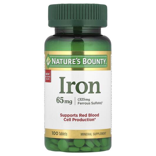 Основне фото товара Nature's Bounty, Iron 65 mg, Залізо 65 мг, 100 таблеток