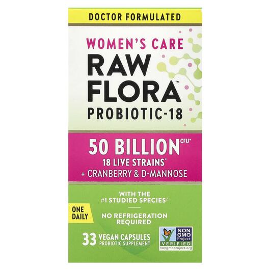 Основне фото товара Woman's Care Raw Flora Probiotic-18, Пробіотики для жінок, 3