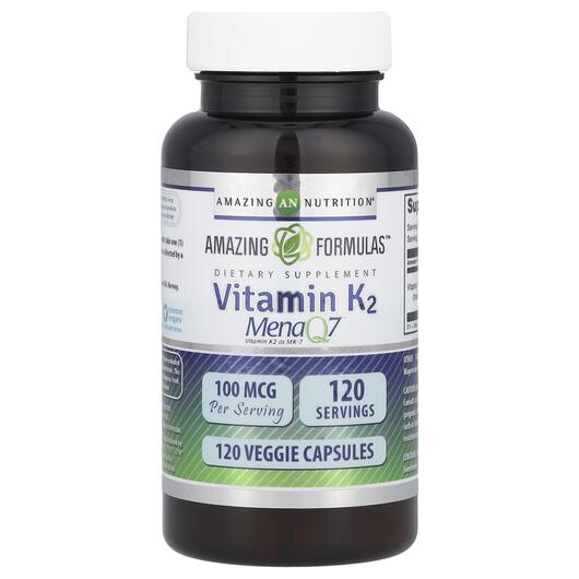 Основне фото товара Amazing Nutrition, Vitamin K2 100 mcg, Вітамін K2, 120 VCaps