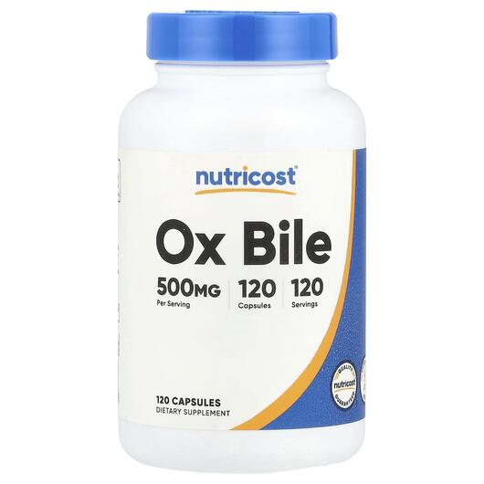 Основне фото товара Nutricost, Ox Bile 500 mg, Бичача жовч, 120 капсул