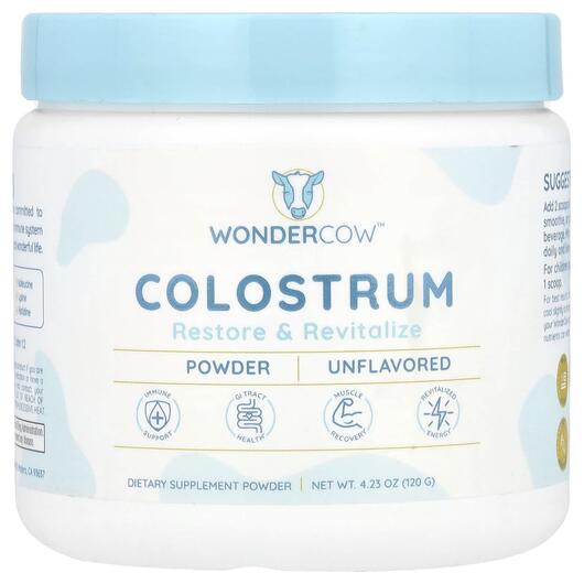 Основне фото товара Wondercow, Colostrum Powder Unflavored, Колострум, 120 г