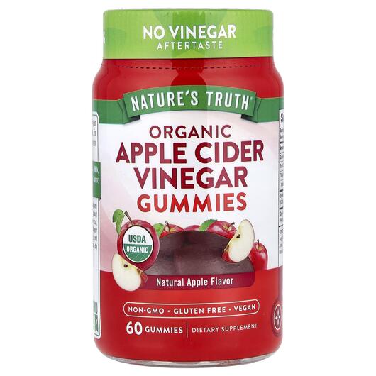 Основне фото товара Apple Cider Vinegar Gummies, Яблучний оцет, 60 цукерок