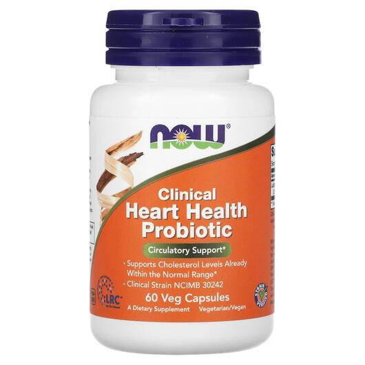 Основне фото товара NOW, Clinical Heart Health Probiotic, Пробіотики, 60 капсул