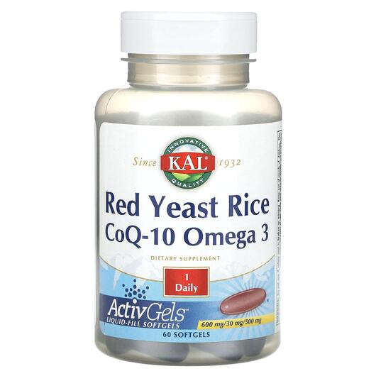 Основне фото товара Red Yeast Rice CoQ-10 Omega 3, Червоний дріжджовий рис, 60 капсул