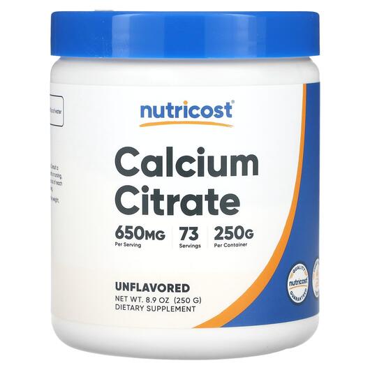 Основне фото товара Nutricost, Calcium Citrate Unflavored, Кальцій, 250 г