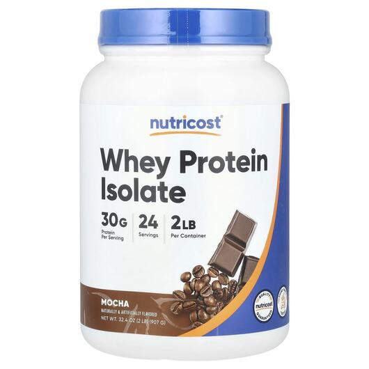 Основне фото товара Nutricost, Whey Protein Isolate Mocha, Протеїн Ізолят, 907 г