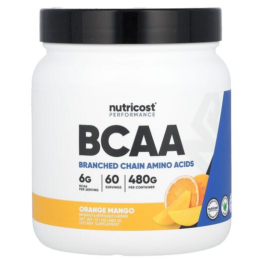 Основне фото товара Nutricost, Performance BCAA Orange Mango, БЦАА, 480 г