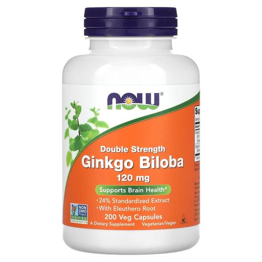 Основне фото товара NOW, Ginkgo Biloba 120 mg, Гінко білоба 120 мг, 200 капсул