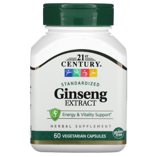 Основне фото товара Ginseng Extract Standardized, Екстракт гінкго білоба, 60 капсул