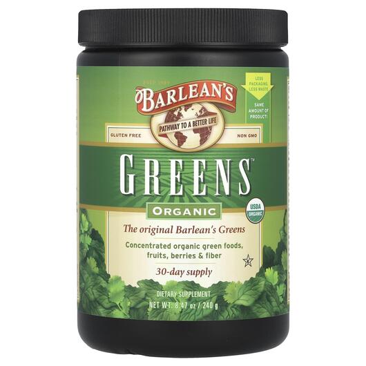 Основне фото товара Barlean's, Organic Greens, Супергрінс, 240 г