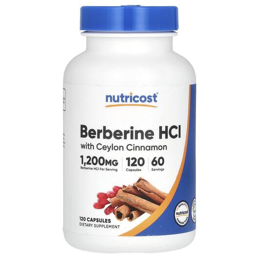 Основне фото товара Berberine HCl With Ceylon Cinnamon, Берберин, 120 капсул