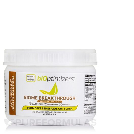 Основне фото товара BiOptimizers, Biome Breakthrough Chocolate, Пробіотики, 150 г