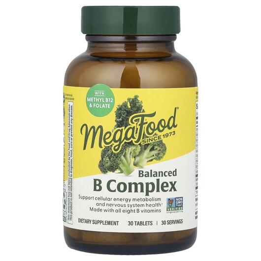 Основне фото товара MegaFood, Balanced B Complex, B-комплекс, 30 таблеток