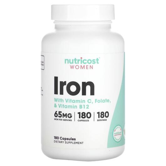 Основне фото товара Women Iron With Vitamin C Folate & Vitamin B12, Залізо, 180 к