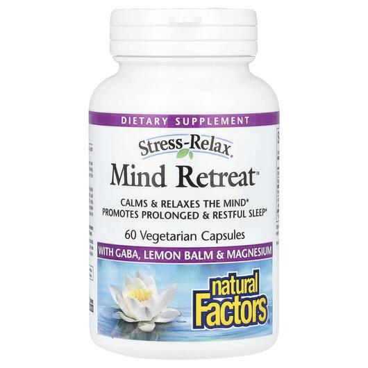 Основне фото товара Natural Factors, Stress-Relax Mind Retreat, ГАМК, 60 капсул