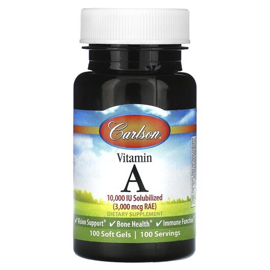Основне фото товара Vitamin A 3000 mcg RAE 10000 IU, Вітамін А Ретінол, 100 капсул