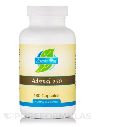 Основне фото товара Priority One, Adrenal 250 mg, Підтримка наднирників, 180 капсул
